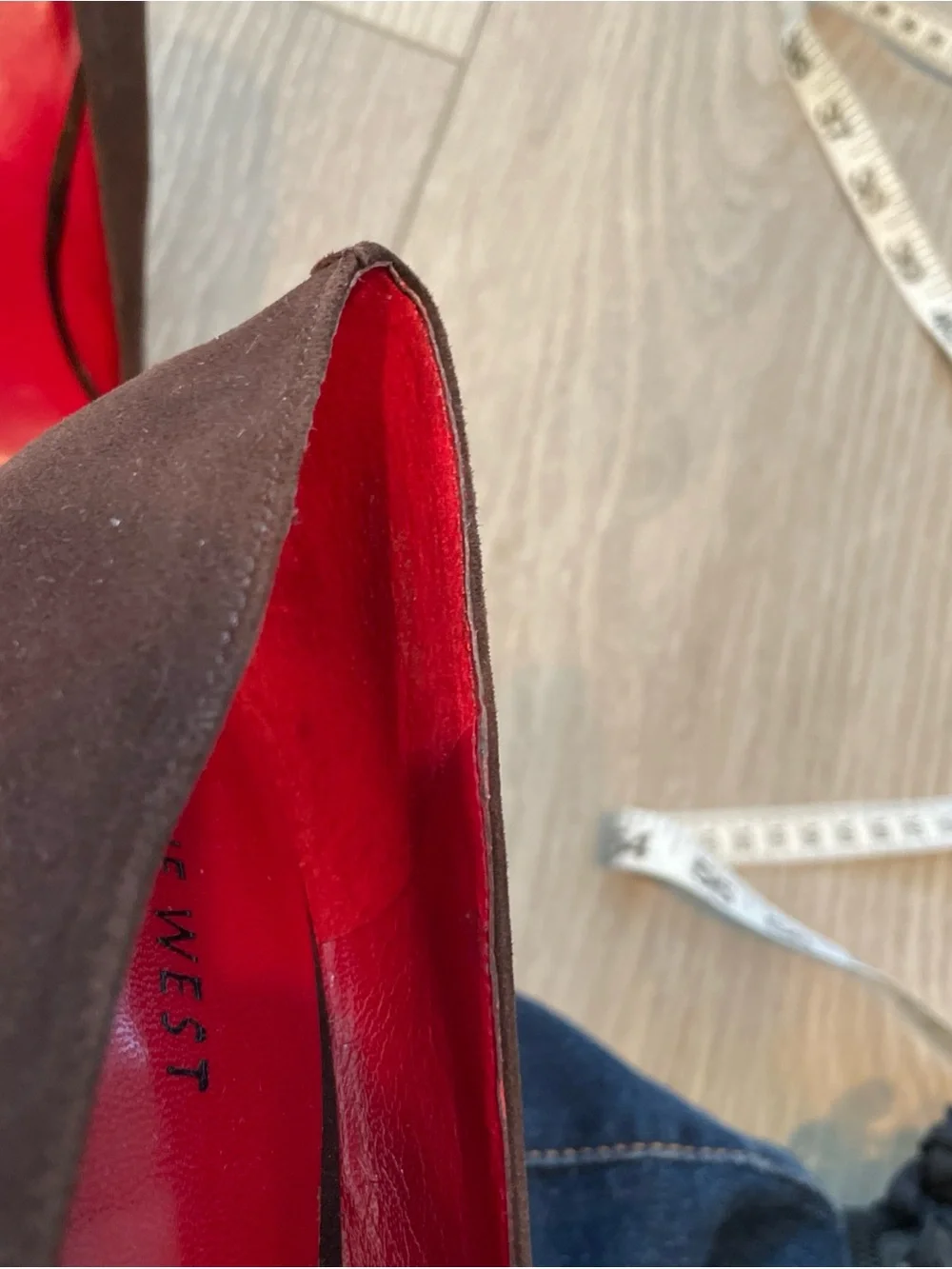 Nine West Brown Suede Wedges (6.5) with Leopard-Print Heel